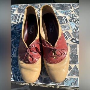 Vintage 1984 Two-Tone Leather Oxford Shoes – Burgundy & Tan
